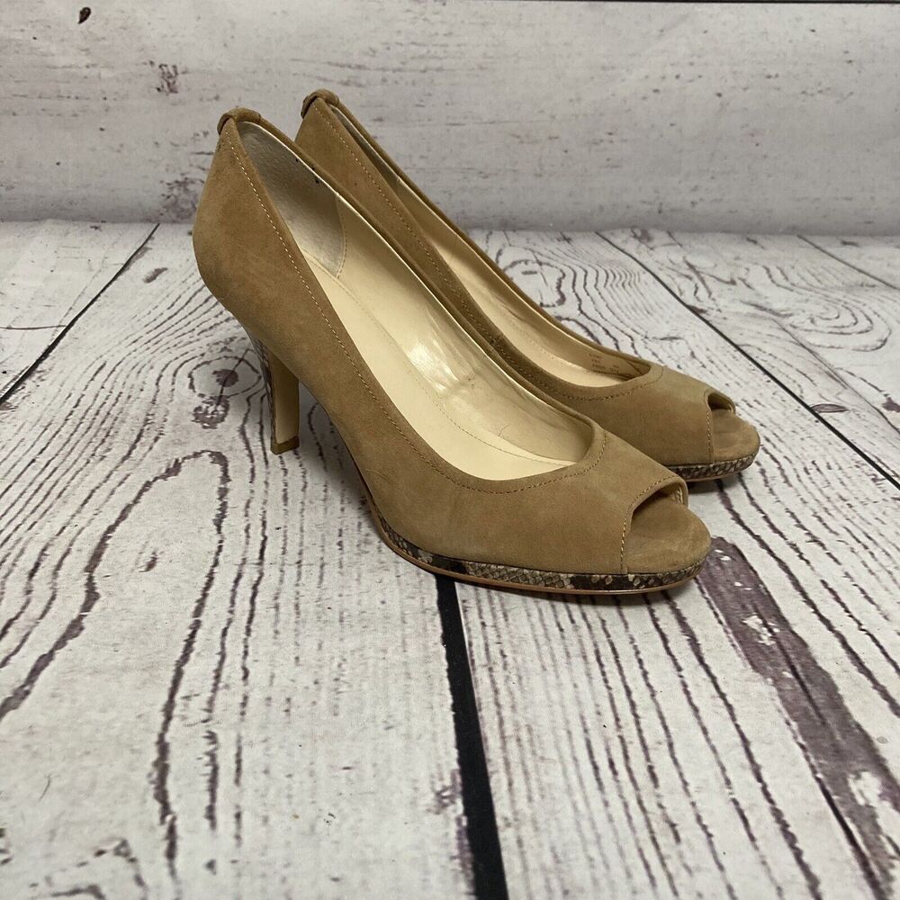 Calvin Klein Heels Womens Sz 8M Fail Open Toe Suede Animal Print Pump